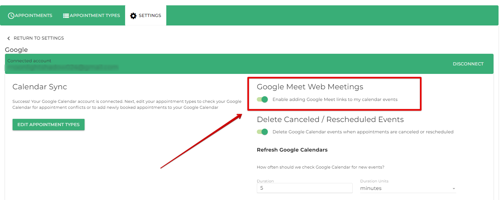 Google meet web meetings settings