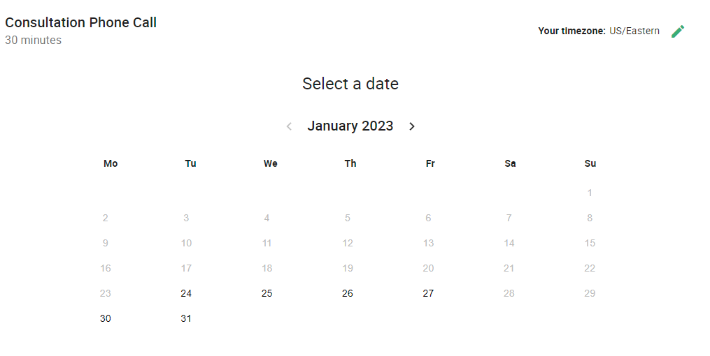 Monthly Calendar View